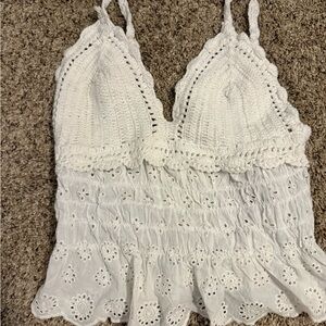 White Crochet Lace Women Top